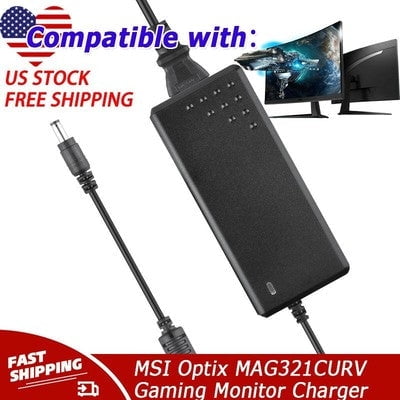 AC Adapter Compatible with MSI Optix MAG321CURV Gaming Monitor Power Charger Supply Cord US