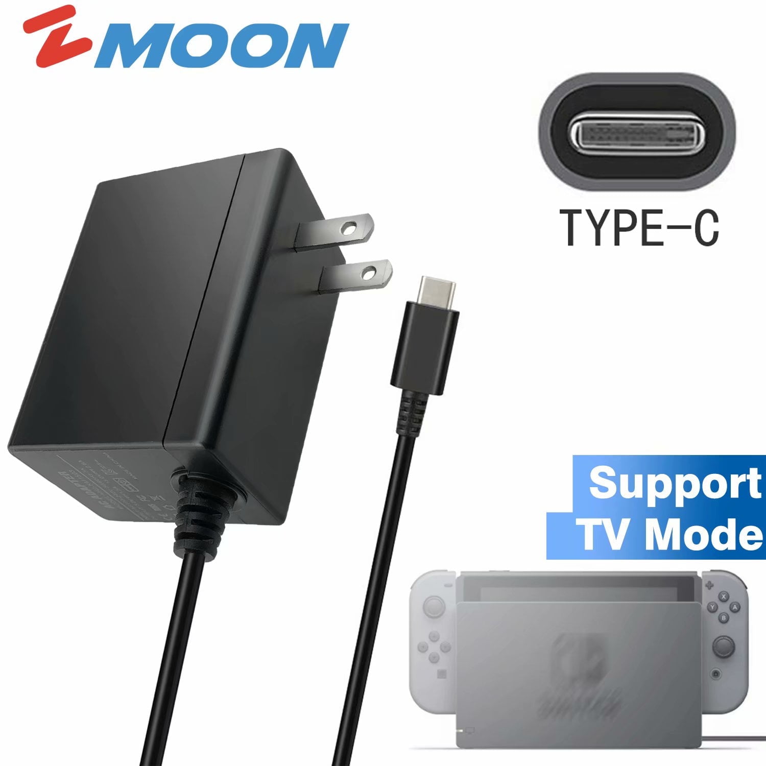 AC Adapter for Nintendo Switch DC15V/2.6A Switch Power Adapter with 5FT Cord Switch Fast Travel Charger with Type C Nintendo Switch Wall Charger for Nintendo Switch Support TV Mode and Dock Station