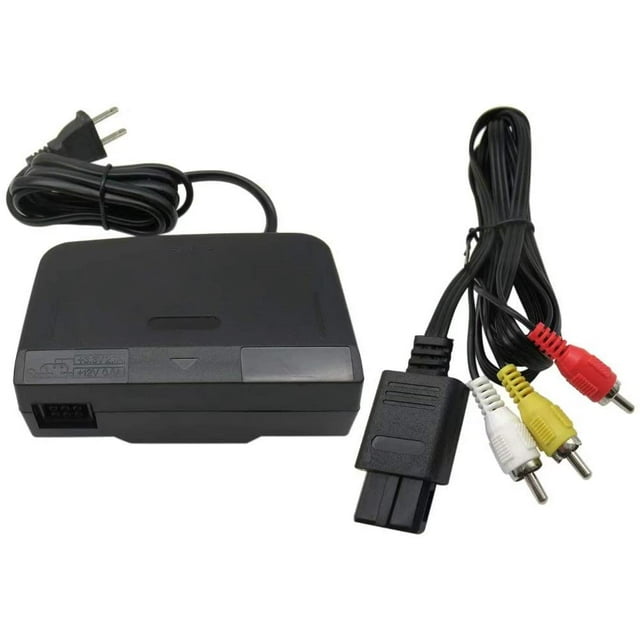 AC Adapter Power Supply & AV Cable Cord For Nintendo For N64
