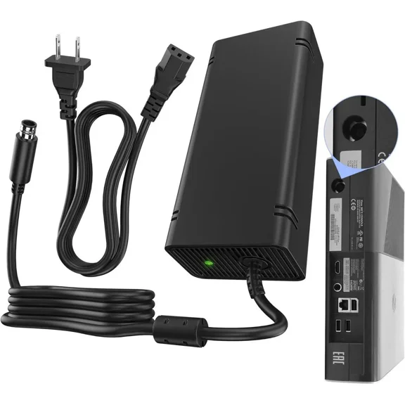 AC Adapter for Xbox 360E Console, 115W Power Supply Brick with Cord, Replacement Power Brick for Xbox 360E Console (Not Fit for Xbox360 Slim/Xbox360 Console)