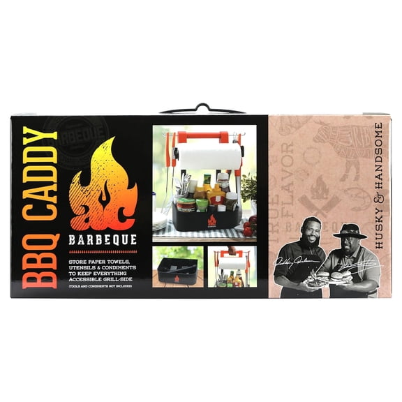 AC BBQ Collapsible Black Portable BBQ Serving Caddy with Adjustable Hooks