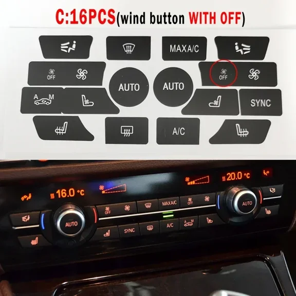 AC Button Repair Decals Stickers Fit For BMW 5 6 7 Series X5 X6 F10 F18 F01 F15 Dashboard Console