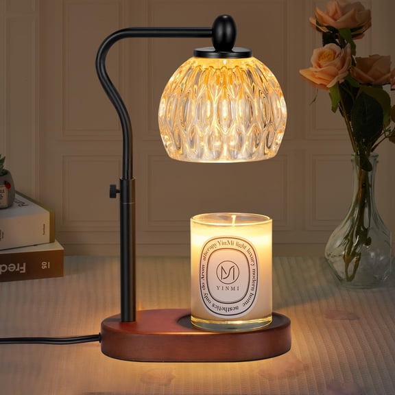 AC Candle Lamp with Timer & Dimmer - Height Adjustable for Scented Candles, With 2 * 50W Bulbs - Home Decor Gift for Mothers Day (Black)