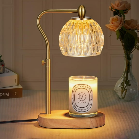 AC Candle Warmer, Candle Warmer Lamp with Timer & Dimmer Height Adjustable for All Size Scented Candles, with 2 * 50W Bulbs for Home Decor Mothers Day(Gold)