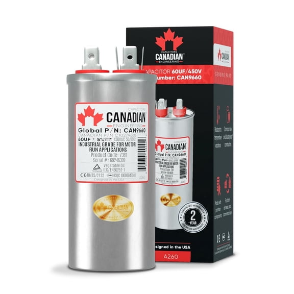 AC Capacitor 60 F, 450VAC, CBB65 Motor Run Round Capacitor for Air Conditioner, Industrial Electric Motors, Compressors, Air Conditioners