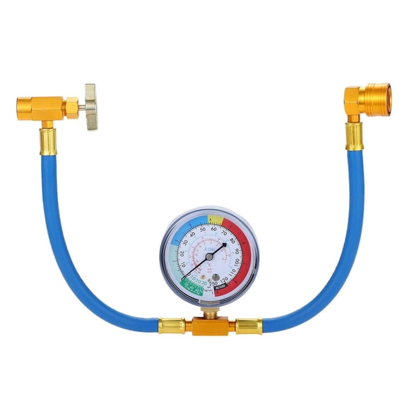 AC Charge Hose with Gauge, R134A Car AC Refrigerant Recharge Hose Kit, Come with R134A Piercing Can Tap 1/2ACME Valve & R134A Quick Coupler Fits for Car Air Conditioning Refrigerant 250 PSI