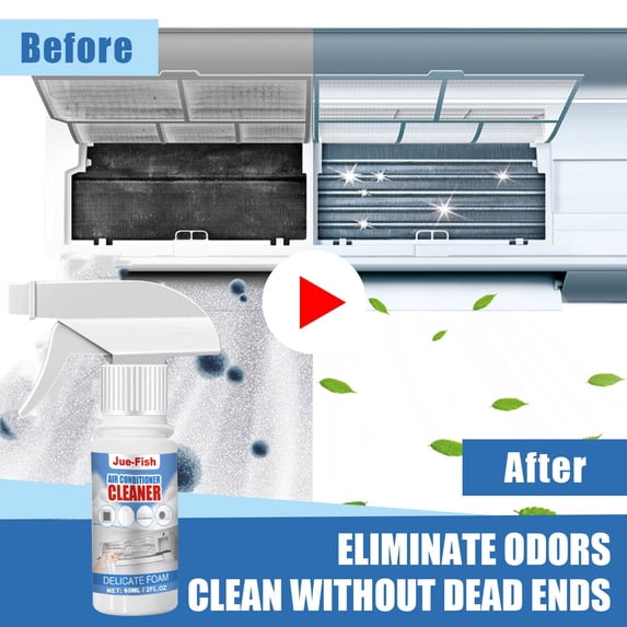 AC Coil Cleaner Foam Spray, No-Rinse Air Evaporator & Condenser Cleaner for Window and Central AC Units (60ml)