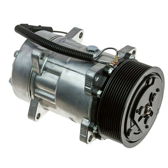 AC Compressor & 125mm 10 Groove A/C Clutch Replaces Sanden SD7H15 4872 w/ 12v Coil & Single Wire Clutch Switch - BuyAutoParts