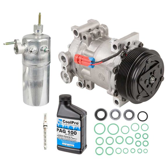 AC Compressor & A/C Kit For Chevy Kodiak & GMC TopKick Diesel Replaces Sanden SD7H15 4796 4362 w/ 7-Groove Clutch Pulley - BuyAutoParts