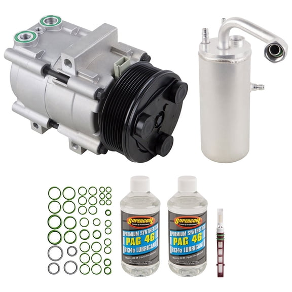 AC Compressor & A/C Kit For Ford Excursion 2000 2001 2002 2003 2004 2005 w/ 8-Groove Clutch Pulley - BuyAutoParts
