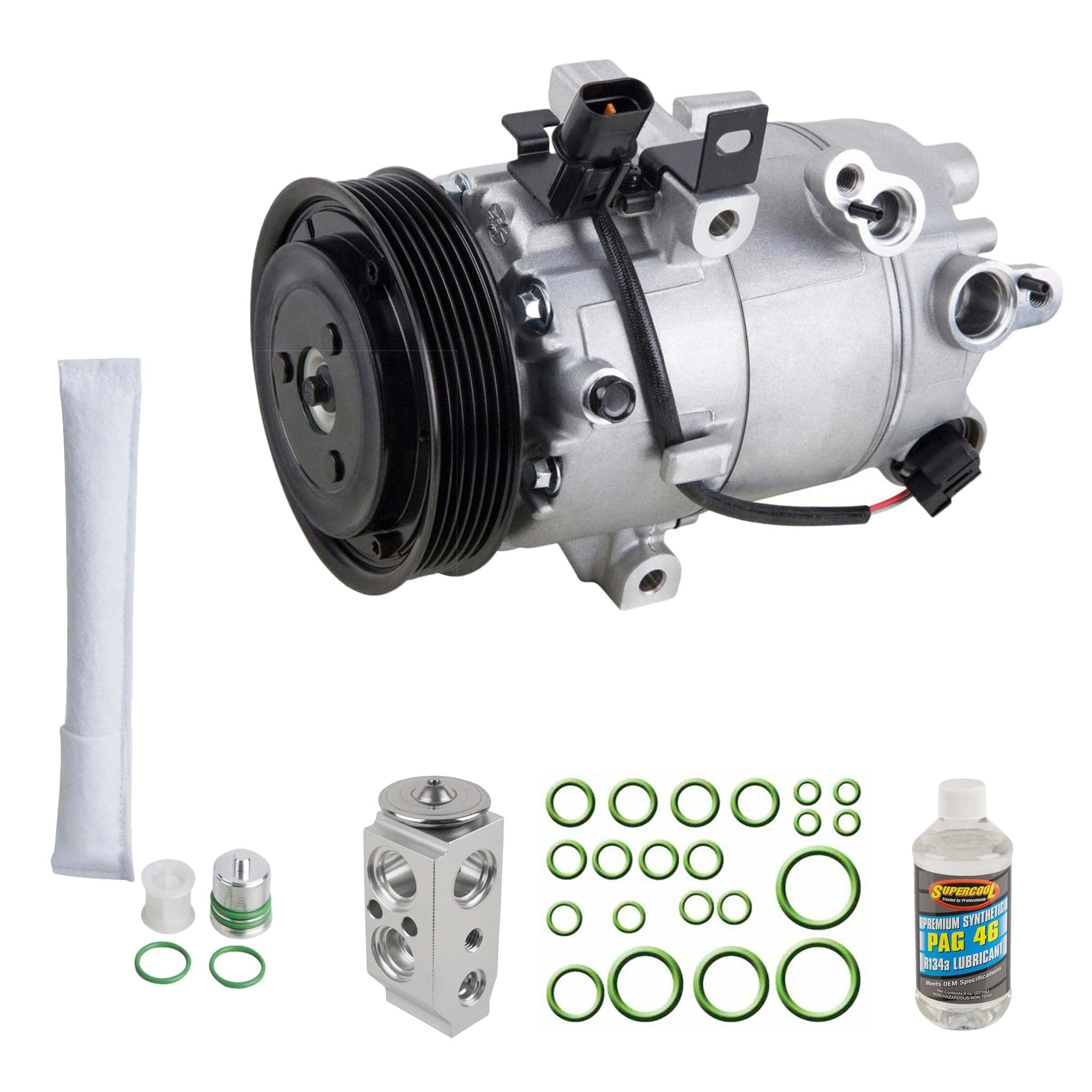 AC Compressor & A/C Kit For Hyundai Elantra 2014 2015 2016 - Includes Drier, Expansion Valve, Oil & O-Rings! - BuyAutoParts
