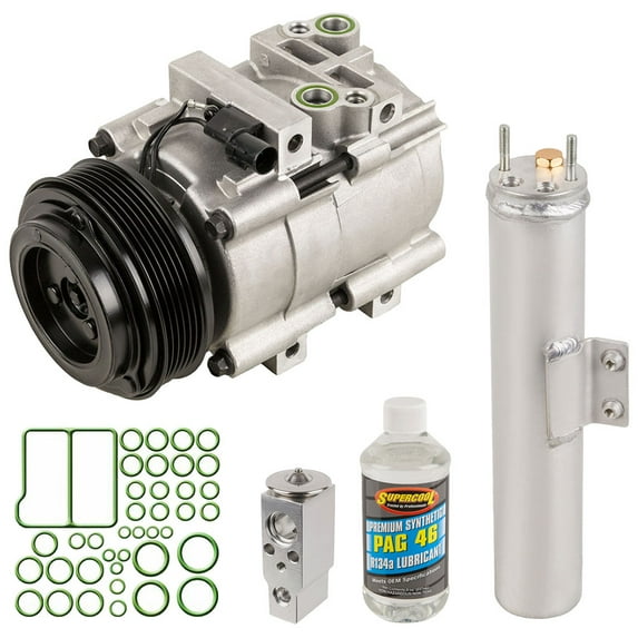 AC Compressor & A/C Kit For Kia Sedona 2002 2003 2004 2005 - Includes Drier Filter, Expansion Valve, PAG Oil & O-Rings - BuyAutoParts