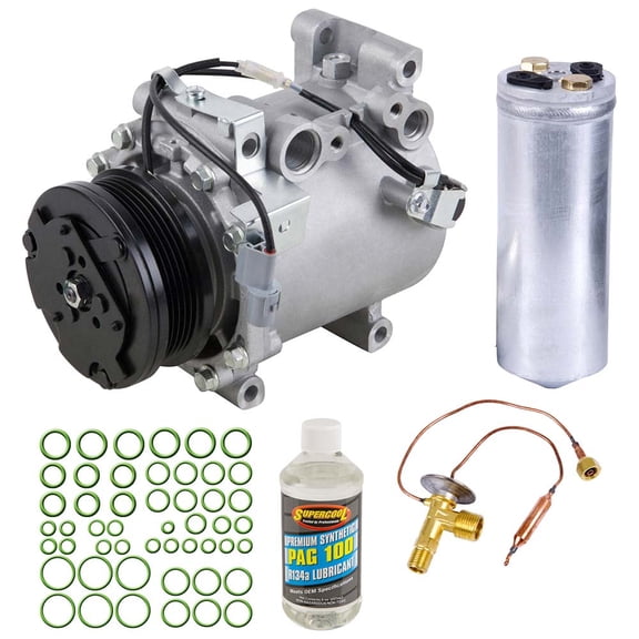 AC Compressor & A/C Kit For Mitsubishi Mirage 1998 1999 2000 2001 2002 - Includes Drier, Expansion Valve, Oil & Seals! - BuyAutoParts