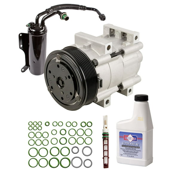 AC Compressor & A/C Repair Kit For Ford E350 E450 E550 Econoline Super Duty 7.3L PowerStroke Diesel 1997-2001 w/ Rear AC - BuyAutoParts