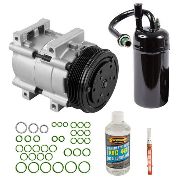AC Compressor & A/C Repair Kit For Ford Mustang V6 1994 1995 SN95 - Includes Drier, Expansion Valve, PAG Oil & O-Rings! - BuyAutoParts