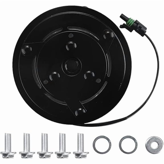 AC Compressor Clutch Pulley Coil Kit, 1 Wire 2 Grooves 12V, Air Conditioning Repair Components for Automotive AC Maintenance