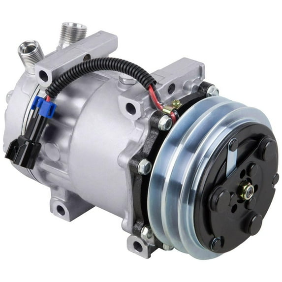 AC Compressor & Double V-Belt A/C Clutch For Freightliner Replaces Sanden SD7H15 4894 4491 4695 4699 4752 - BuyAutoParts