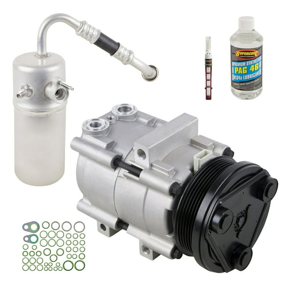 AC Compressor w/ A/C Accumulator Drier Expansion Valve Oil & O-Rings For 2005 Ford F-150 F150 V8 w/ 6-Groove Clutch - BuyAutoParts