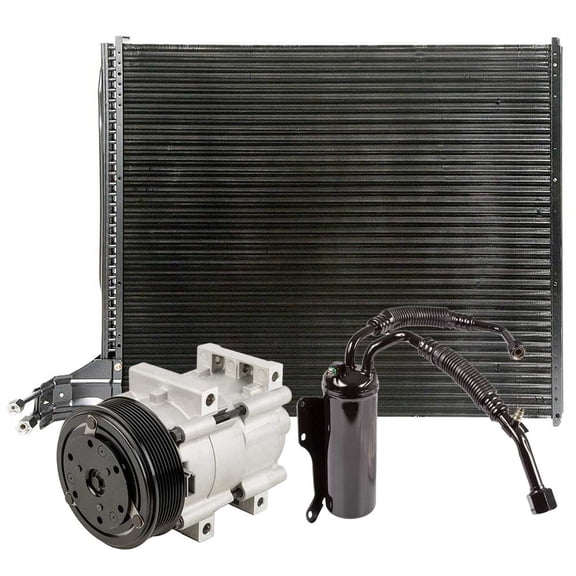 AC Compressor w/ A/C Condenser & Drier For Ford E250 E350 E450 Econoline 7.3 PowerStroke Diesel 1997 1998 1999 2000 2001 - BuyAutoParts
