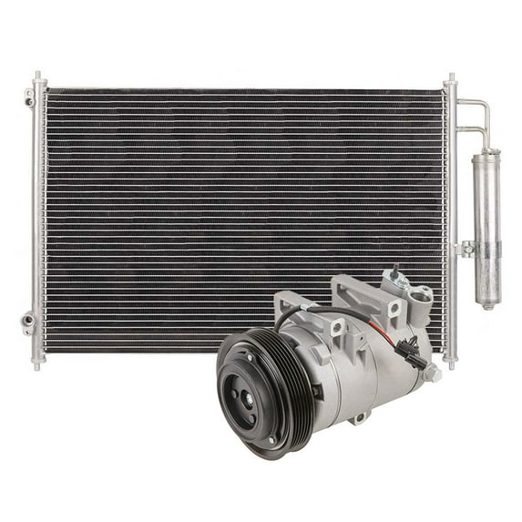 AC Compressor w/ A/C Condenser & Drier For Nissan Rogue 2008 2009 2010 2011 2012 2013 - Also Fits 2014-15 Rogue Select - BuyAutoParts