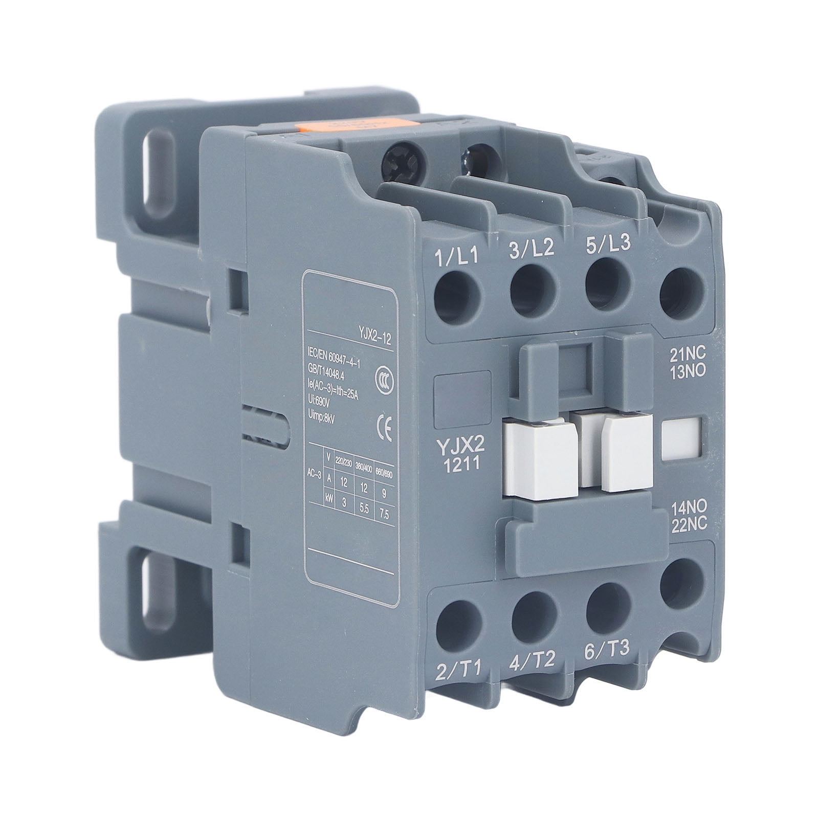 AC Contactor 12A 3 Phase 1NO 1NC Industrial Contactor Control 35mm Rail