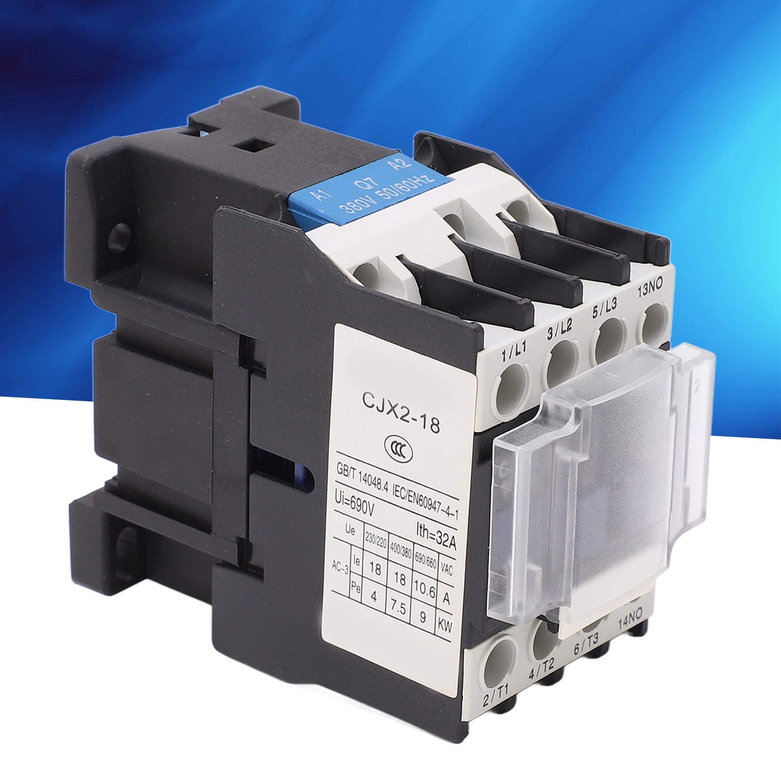 AC Contactor ABS Electric Motor Contactor 380V 18A Silver Contacts 4