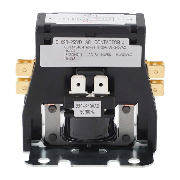 AC Contactor CJX9B/25S/D 220V for Air Conditioner, Single Pole Relay for HVAC Systems, Compact Design with Dust Protection, 58.5 x 51 x 62 mm, Black