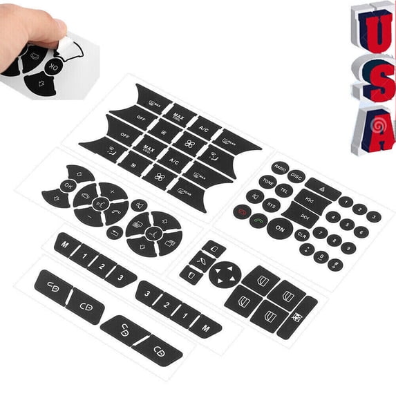 AC Control Radio Dash Button Repair Kit Sticker for 2007-2014 Mercedes-Benz C300