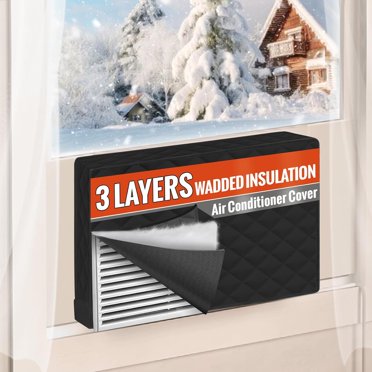 Air Conditioner Covers For Inside To Protect AC And Winter Insulation, 3-Layer Wadded Insulation Window Air Conditioner Cover Install With
