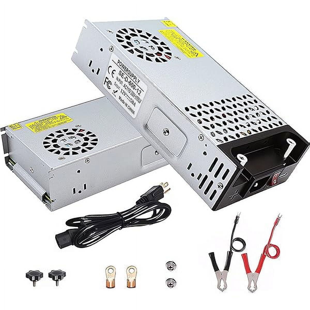 AC to DC 12V 50A 600W Power Supply Switching Universal Regulated AC to DC Converter AC 110V 220V to DC 12V SMPS Transformer Driver Adapter for LED Strip Light, CCTV Camera, RV (DC12V-50A-600W)