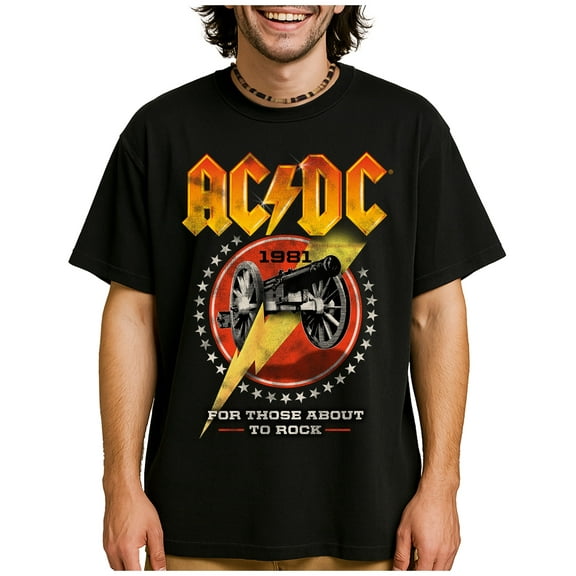 AC/DC 1981 Oversized T-Shirt For Those Unisex Oversized Graphic Heavyweight Tee Medium Black