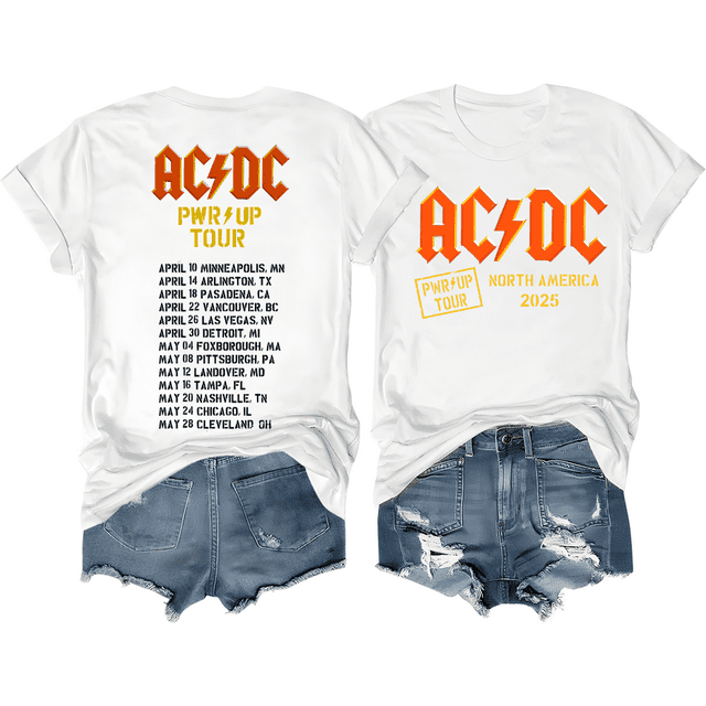 AC DC 2025 North American Tour T Shirt, AC DC 2025 Power Up Tour T