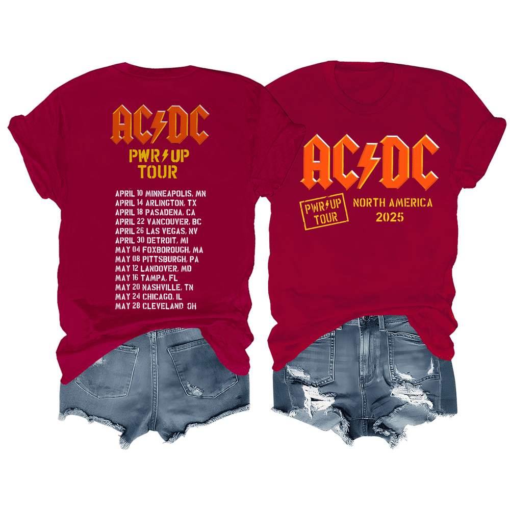 AC DC 2025 North American Tour T Shirt, AC DC 2025 Power Up Tour T