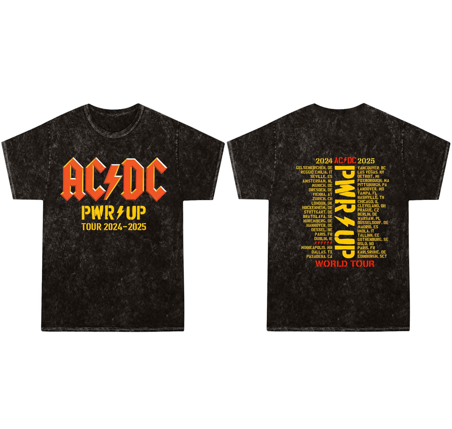 AC.DC 2025 North American Tour Unisex's Mineral Wash T-shirt, AC.DC ...