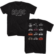 AC/DC 50 Years Logos Front Back Black Adult T-Shirt ***F&B*** L