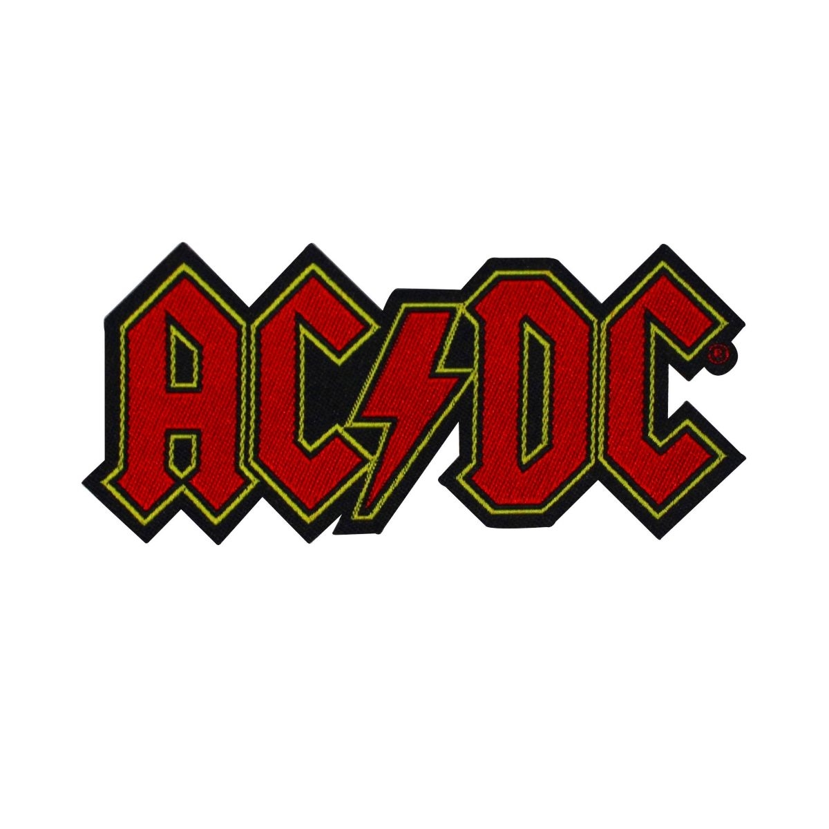 AC/DC Classic Lightning Logo Official New Black Woven Cut Out Patch ...