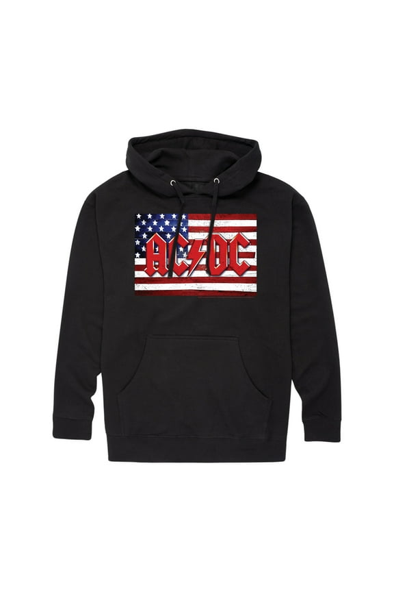 AC/DC - American Flag Logo - Men's Fleece Pullover Hoodie