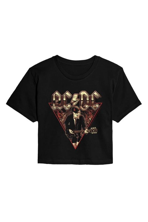 AC/DC - Angus Flames - Juniors Cropped Graphic T-Shirt