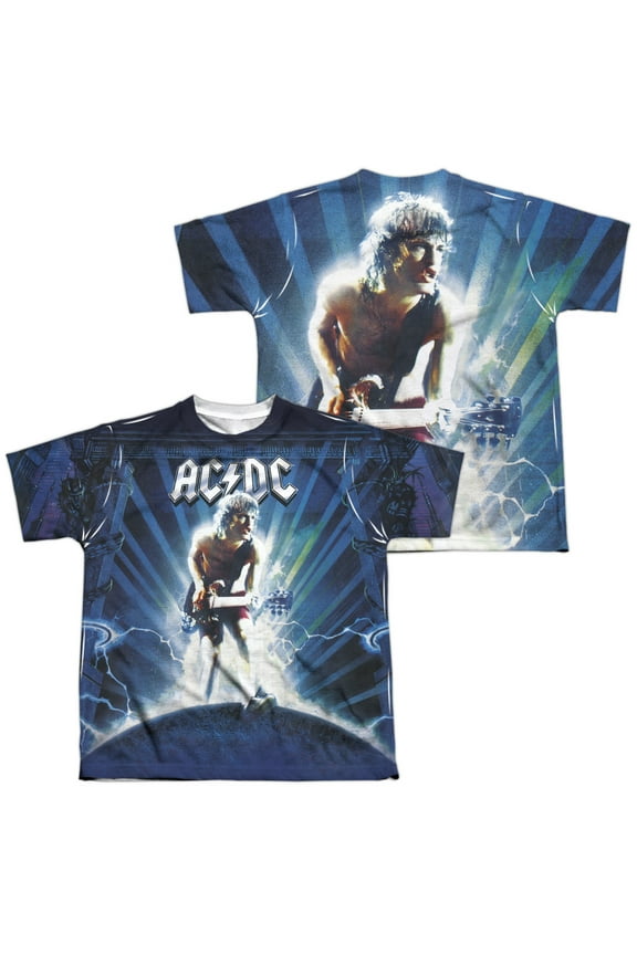AC/DC Angus Young & Lightning Boys Youth Front/Back Print T-Shirt Tee