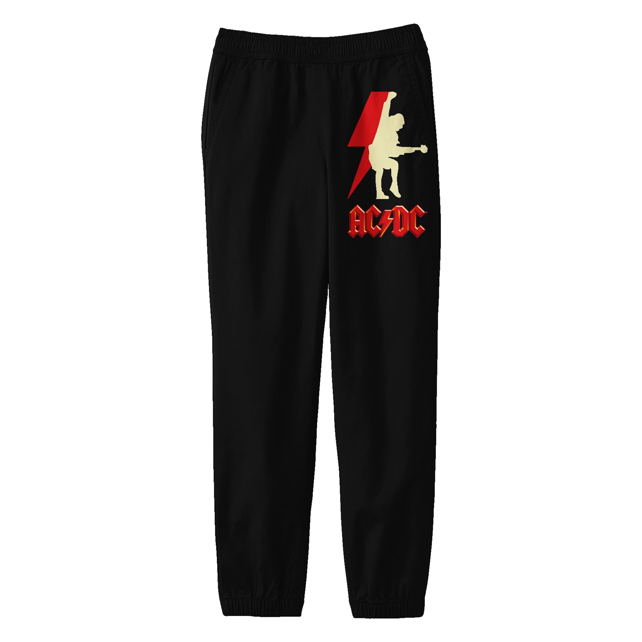 AC/DC Angus Young Red Silhouette Youth Black Graphic Sweatpants-Large ...