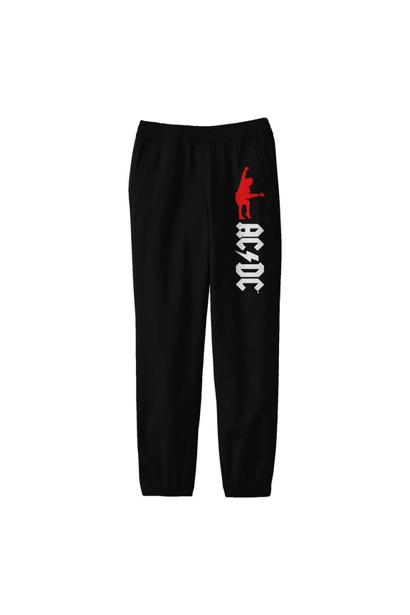 AC/DC Angus Young Red Silhouette Youth Black Graphic Sweatpants-Medium
