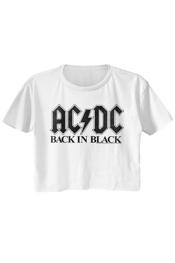 AC/DC BIB In Black White Junior Women's Festival Cali Cropped T-Shirt
