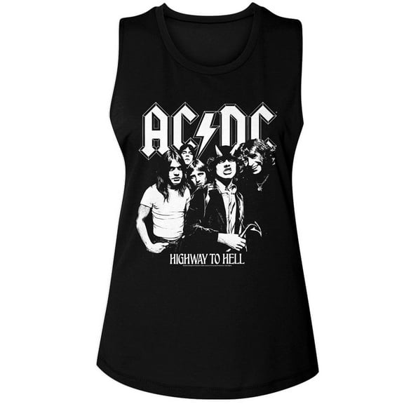 AC/DC BW Highway Photo Black Women's Muscle Tank Top