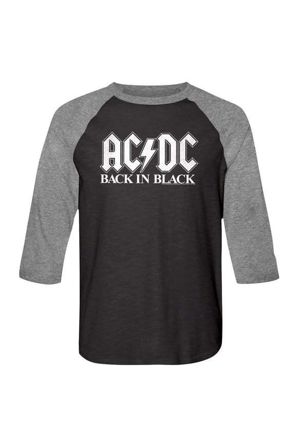 AC/DC Back In Black Vintage Black/Heather Raglan Baseball T-Shirt