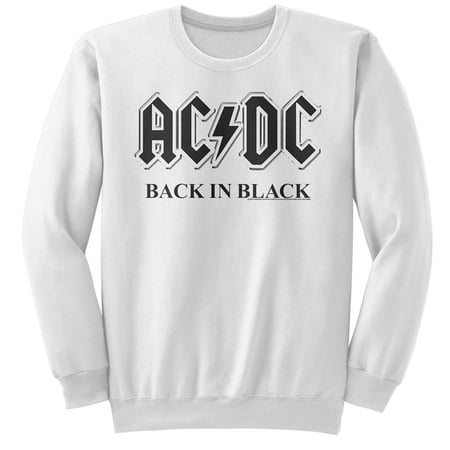 AC/DC Back In Black White Adult Sweatshirt 2Xl