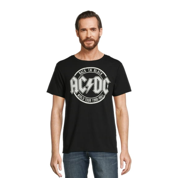 AC/DC Back In Black World Tour Men's & Big Men's Graphic Tee Shirt, Sizes S-3XL