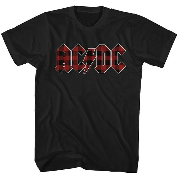 AC/DC Back In Plaid Black Adult T-Shirt