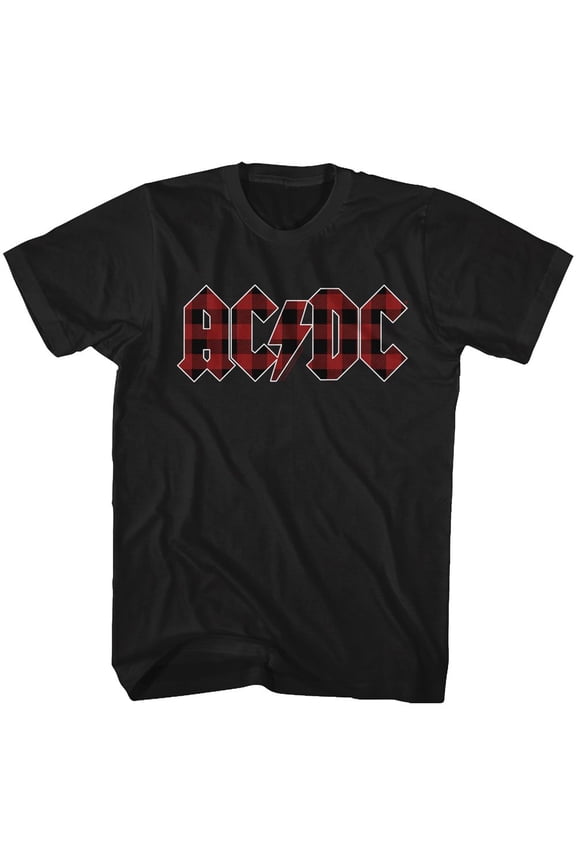 AC/DC Back In Plaid Black Adult T-Shirt
