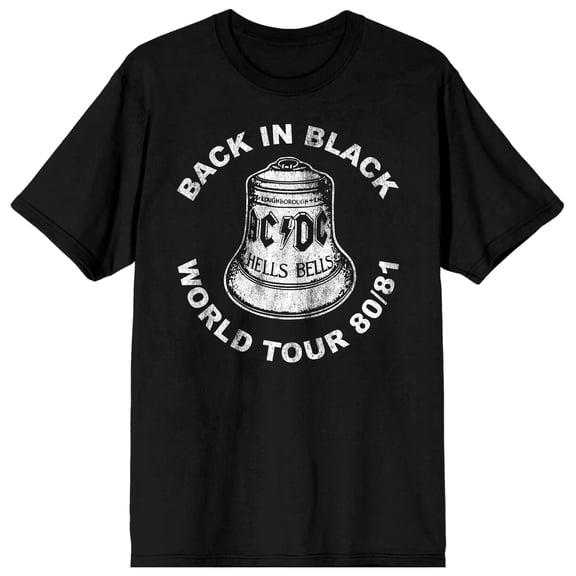 AC/DC Back in Black World Tour 80/81 Men's Short Sleeve Graphic T-Shirt-3XL