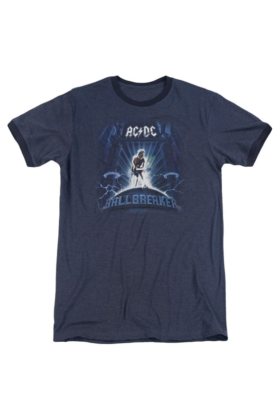AC/DC Ballbreaker Adult Heather Ringer T-ShirtNavy